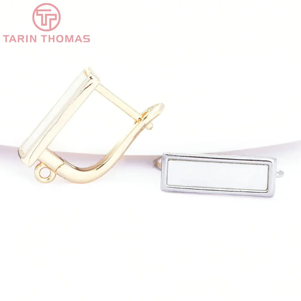 

(8094) 2PCS 5.5x16MM 24K Gold Color Brass with Shell Rectangle Earrings Clip High Quality Jewellery Accessories Wholesales