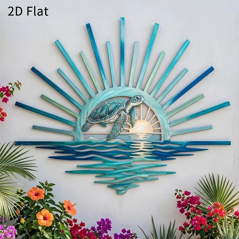 CIFBUY Metal Mermaid Wall Art, 2D Flat Vintage Patina Mermaid Iron Wall Decor for Beach House Garden Patio Entryway