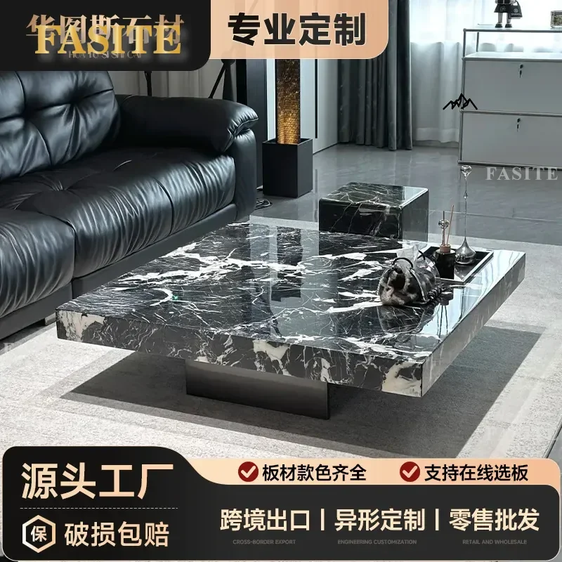 For Imported Natural Marble Coffee Table Square Round Side Tea Dining Table Light Luxury Stone Furniture Custom Villa Living