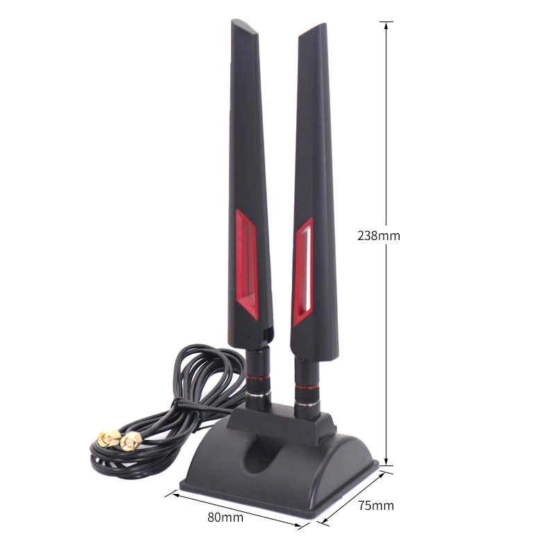 WiFi Router Network Card Antenna Amplifier 10dBi 2.4G 5.8G Dual Band Omni Signal Booster with Magnetic Base 2M Extension Cable