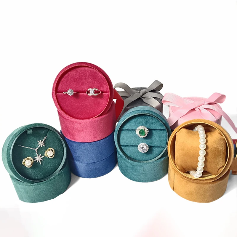 Soft Velvet Bow Ring Box Large Capacity Ribbon Flannelette Box Necklace Ring Jewelry Box Pillow Packing Case