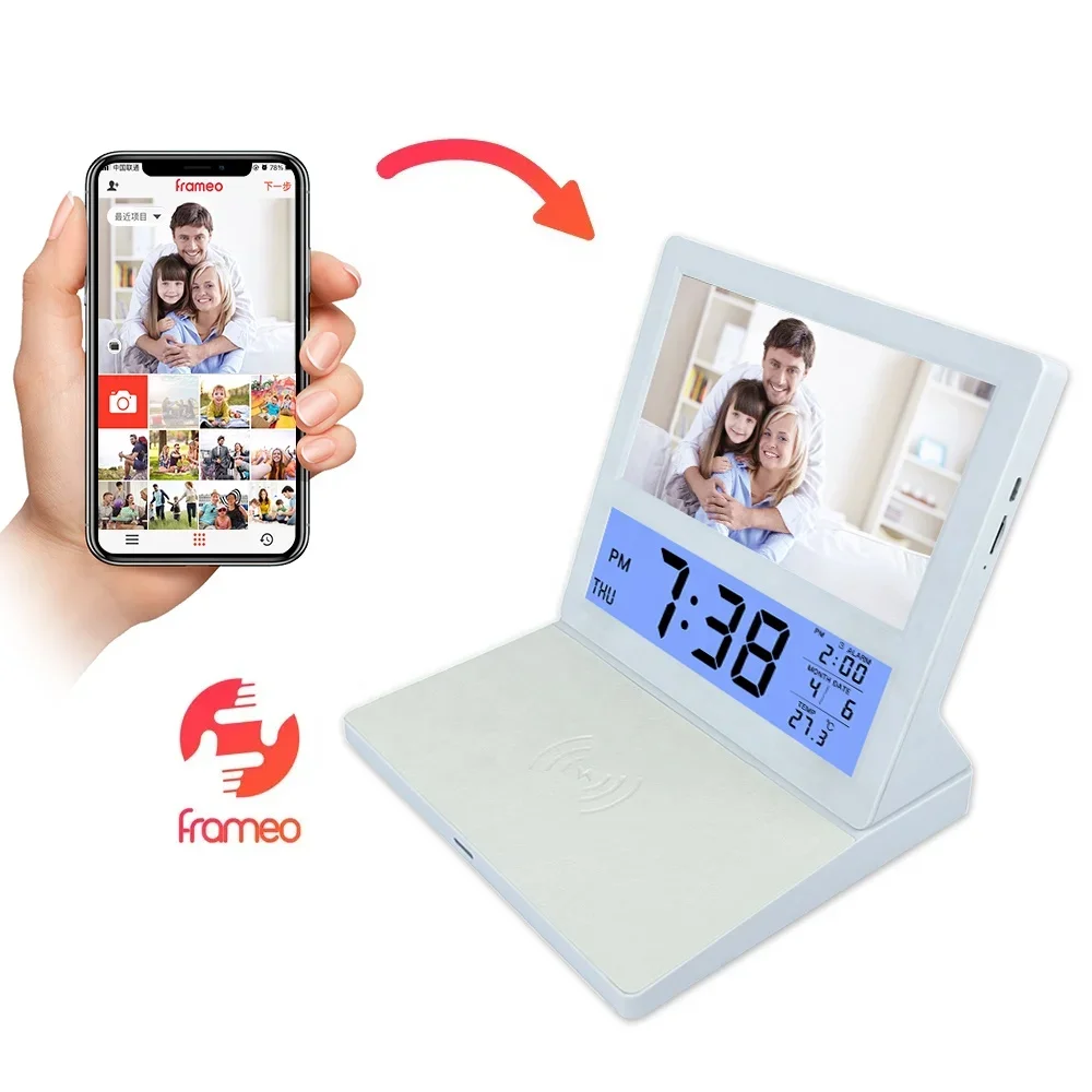 Bulk HD WiFi Wireless Charger plastic mini video playback 7 inch digital photo frame