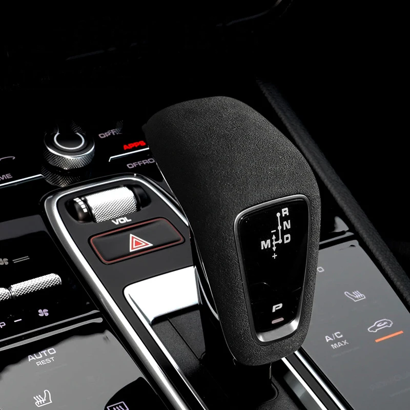 

Suede Leather Protector Overlays Gear Shift Knob Cover Interior Trim For Porsche Cayenne 2018-2024 Car Accessories Auto