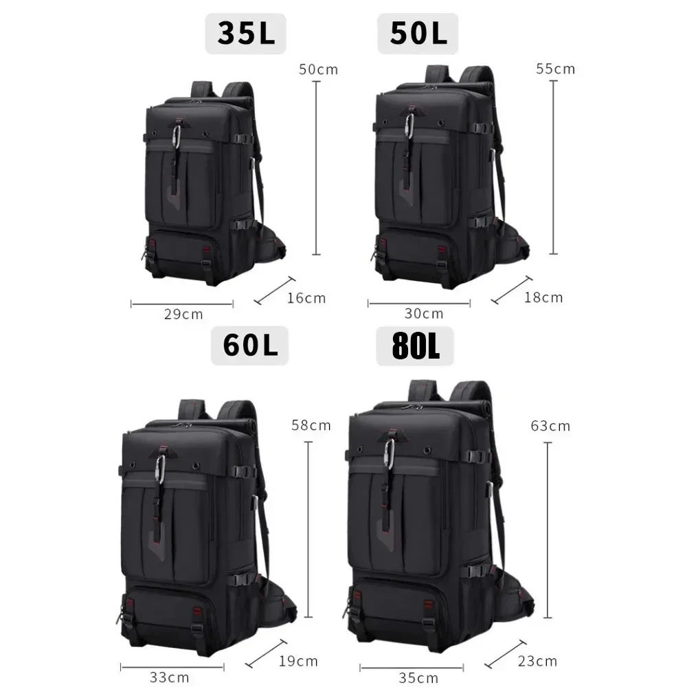 Hommes 35/50/60/80L sac à dos de voyage ordinateur portable affaires double usage sac à dos extensible Port USB sac grande capacité sac à dos étanche