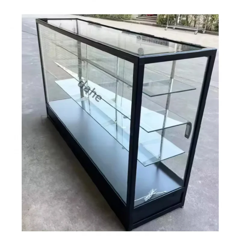 

Custom. Popular smoke shop display cabinet with adjustable shelves flash light display retail glass showcase for st