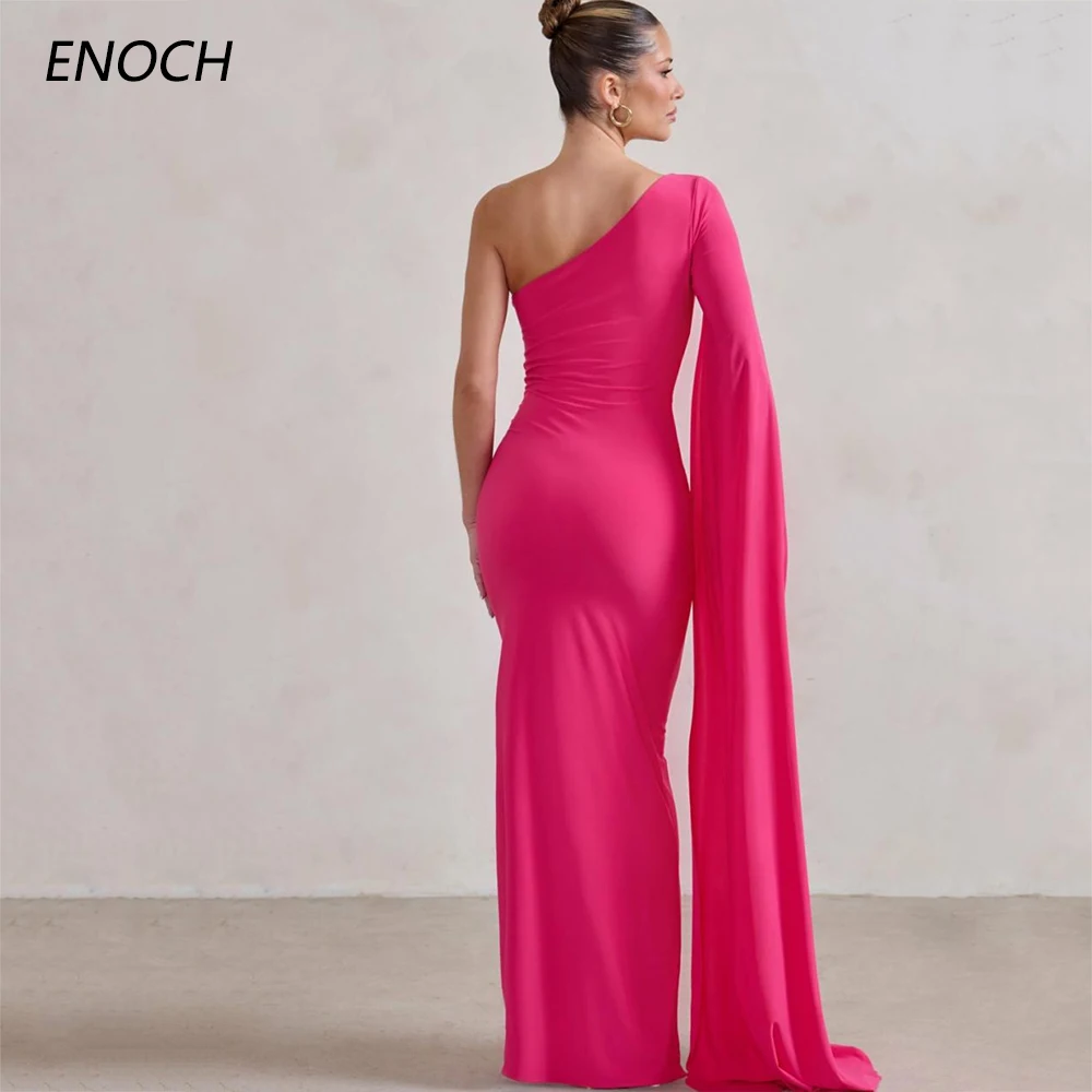 ENOCH-vestido De noche De un hombro para mujer, prenda Formal con abertura lateral, plisado, largo hasta el suelo, Sexy, hecho a medida, nuevo