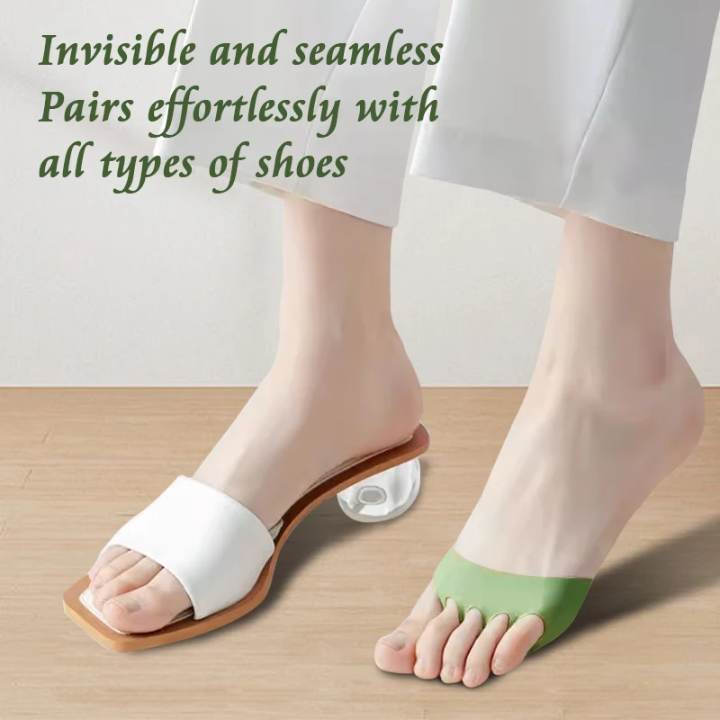 

1 Pair Women's Ice Silk Breathable Five-Toes Forefoot Pads Half-Insoles for High Heels Invisible Foot Care Socks Inserts
