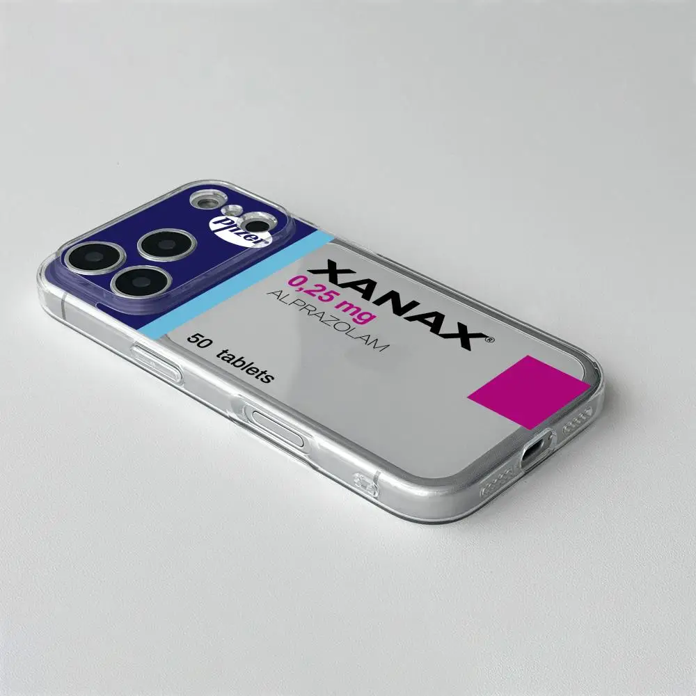 Xanax Propofol البرد حبة جراب هاتف آيفون 17 16 15 14 13 12 برو ماكس زائد لامعة HD غرامة حفرة غطاء شفاف #3