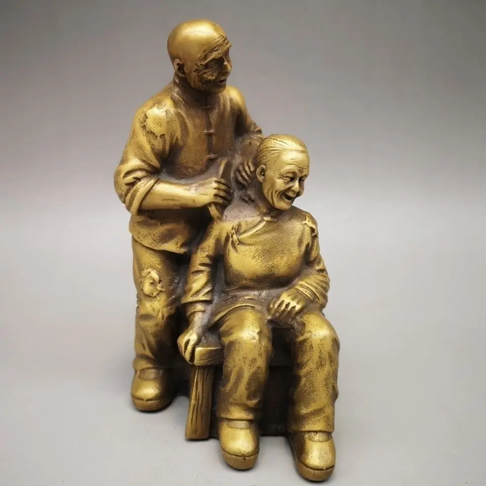 Copper Lucky grow old together couple Statue wedding Statue Office Home Decor Gift for Desk Ornament