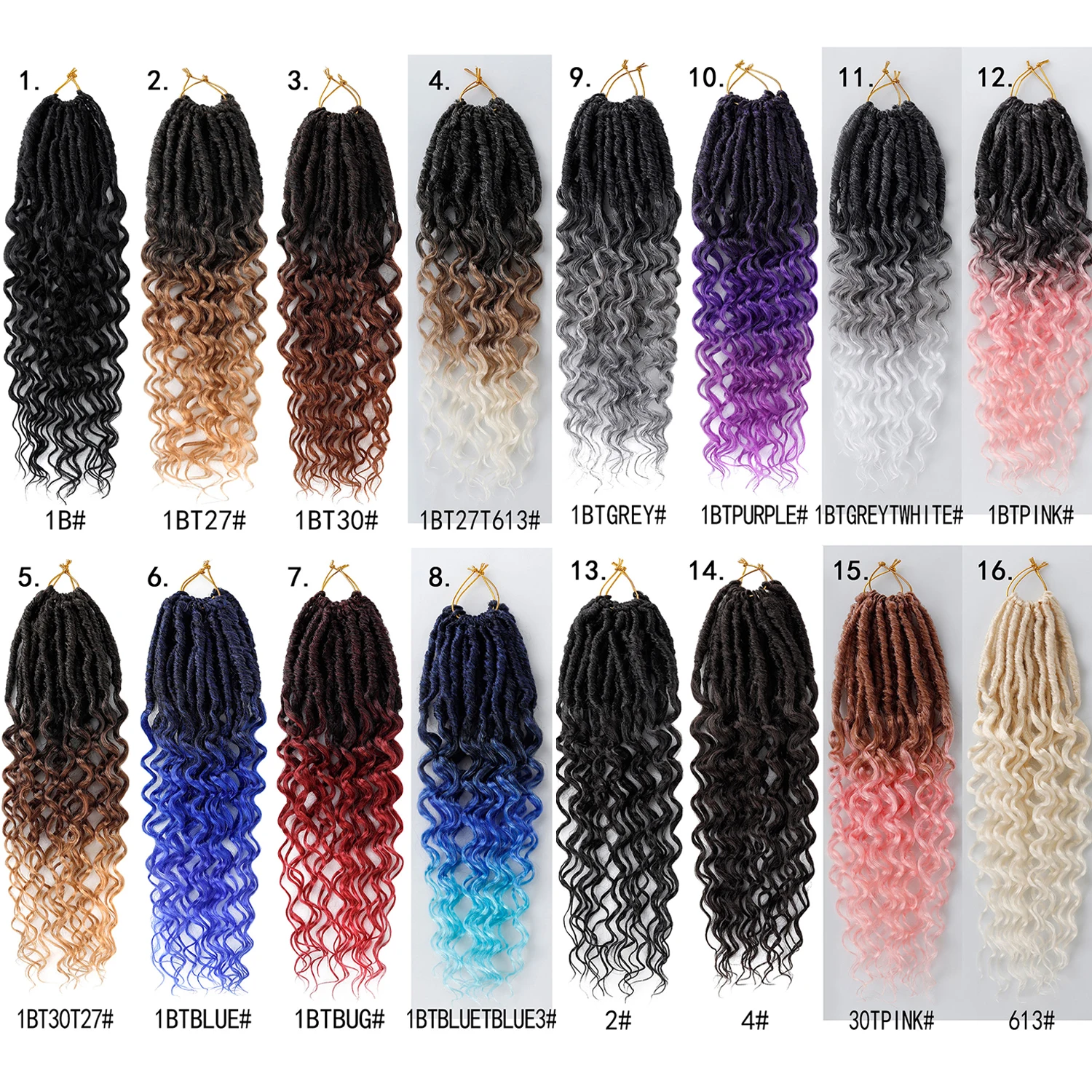 Jeedou 18 Inch Soft Locs Crochet Hair Curly Goddess Locs Braiding Hair Extensions Synthetic Bohemian Style Black Red for Women 4