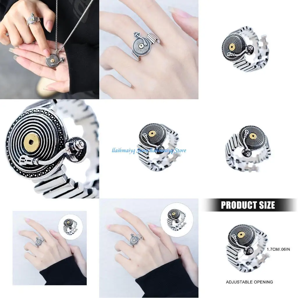 573B قرص صوت ريترو فريد من نوعه، حلقات نحاسية قابلة للتعديل لخبراء الصوت ومعجبي الموسيقى في مناسبات مختلفة #1