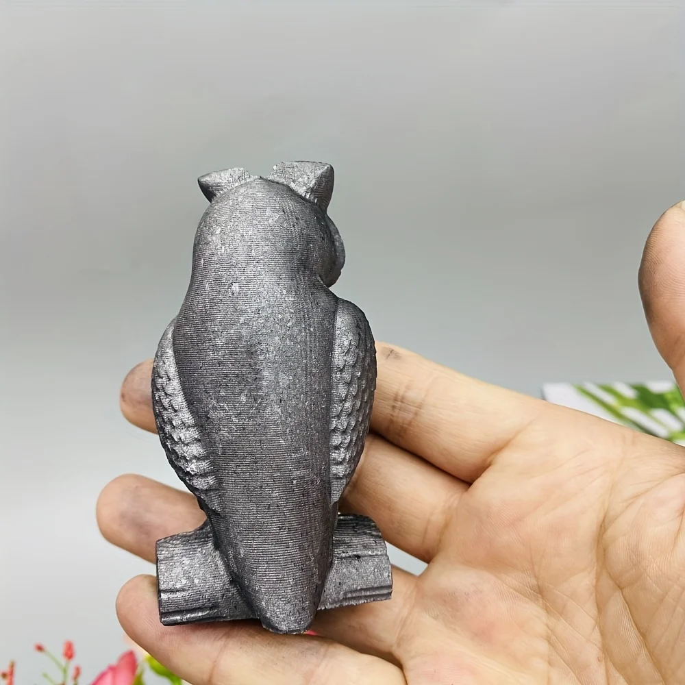 1pc Shungite Owl Sculpture Handcrafted Premium Crystal Decoration for Home Halloween Lunar New Year Valentine'S Day Presents