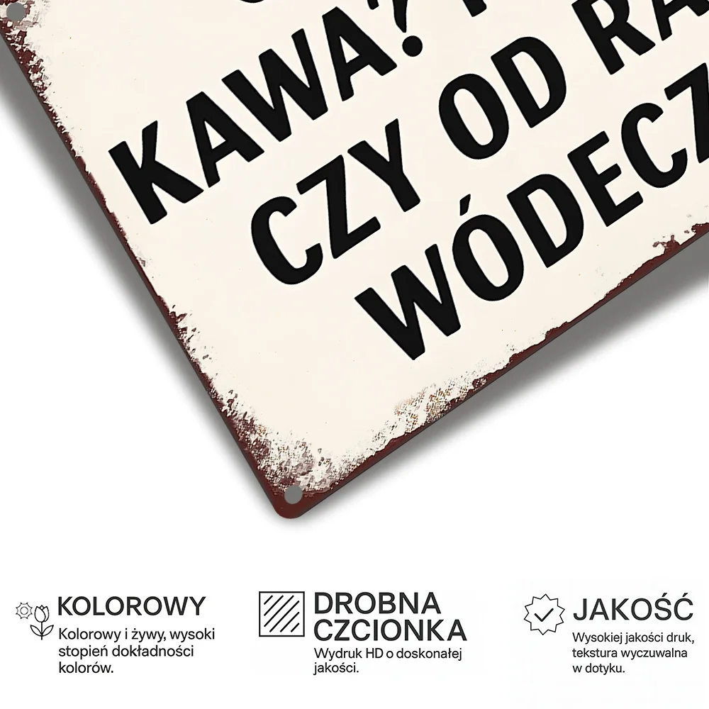 Vintage Metal Sign, Polish Funny Quote Oh Welcome Coffee Tea or Straight Vodka, Ideal for Dining Room Bar Living Room Wall