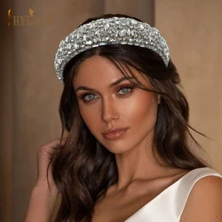 A452 Handmade Wedding Headband Baroque Headpieces Women Headhoop for Prom Party Tiara Sparkly Full Clear Crystal Gem Headwear