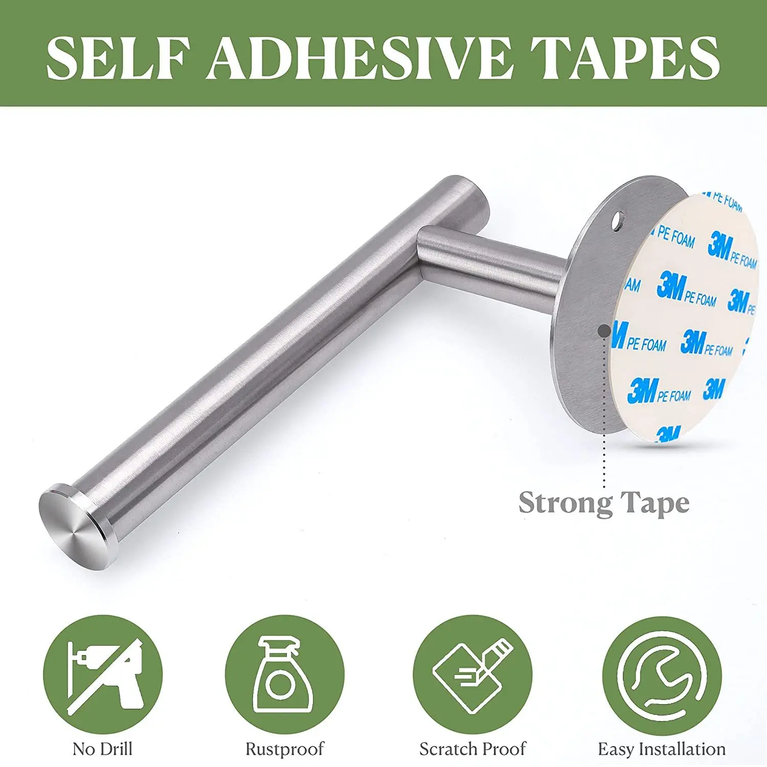 

2pcs Wall Mount Roll Paper Towel Holder Stainless Toilet Paper Rack Hanger Curtain Holdbacks drill Bathroom Tissue wc Organizers