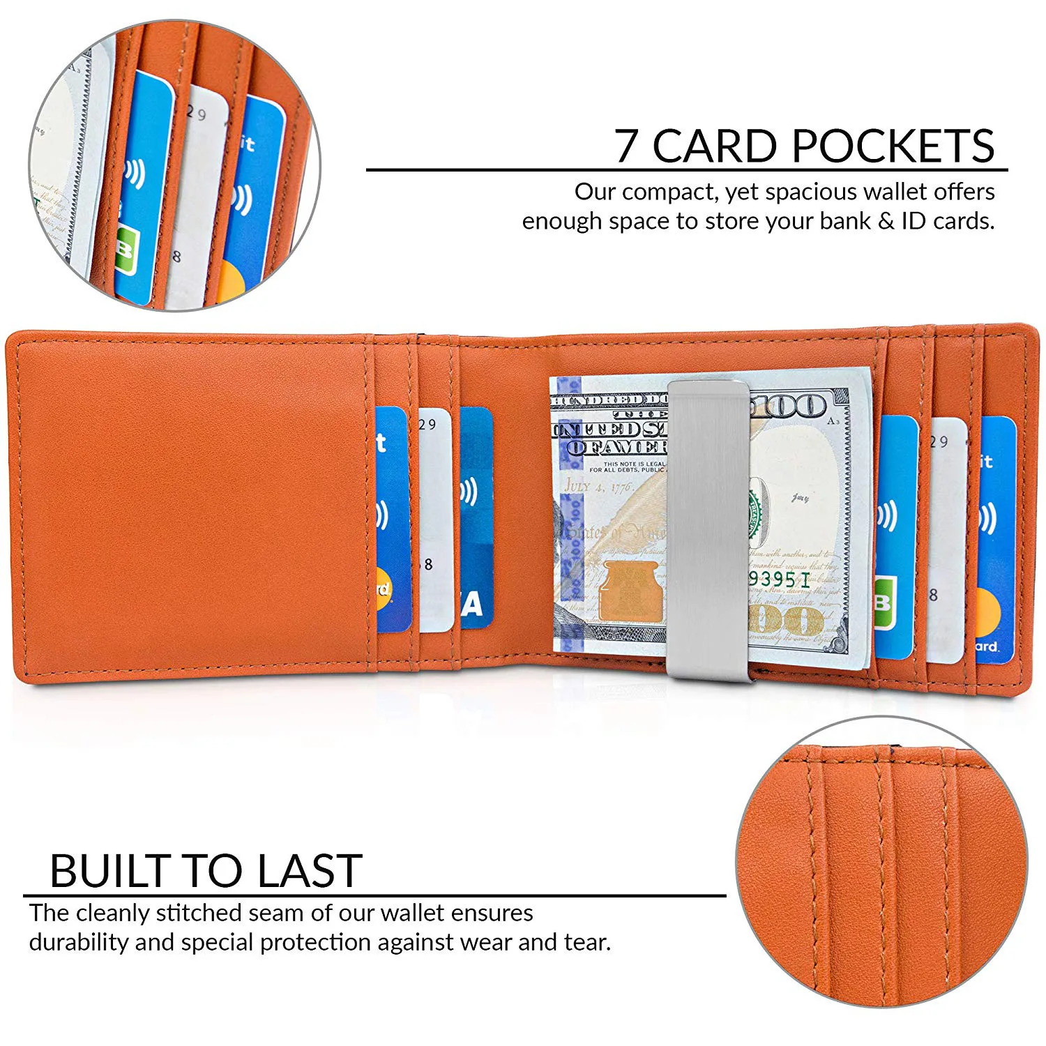 Porte-cartes RFID en cuir véritable pour hommes, petit porte-cartes fin et fin, Mini couverture pour carte de crédit, carte d'identité bancaire, pince à billets