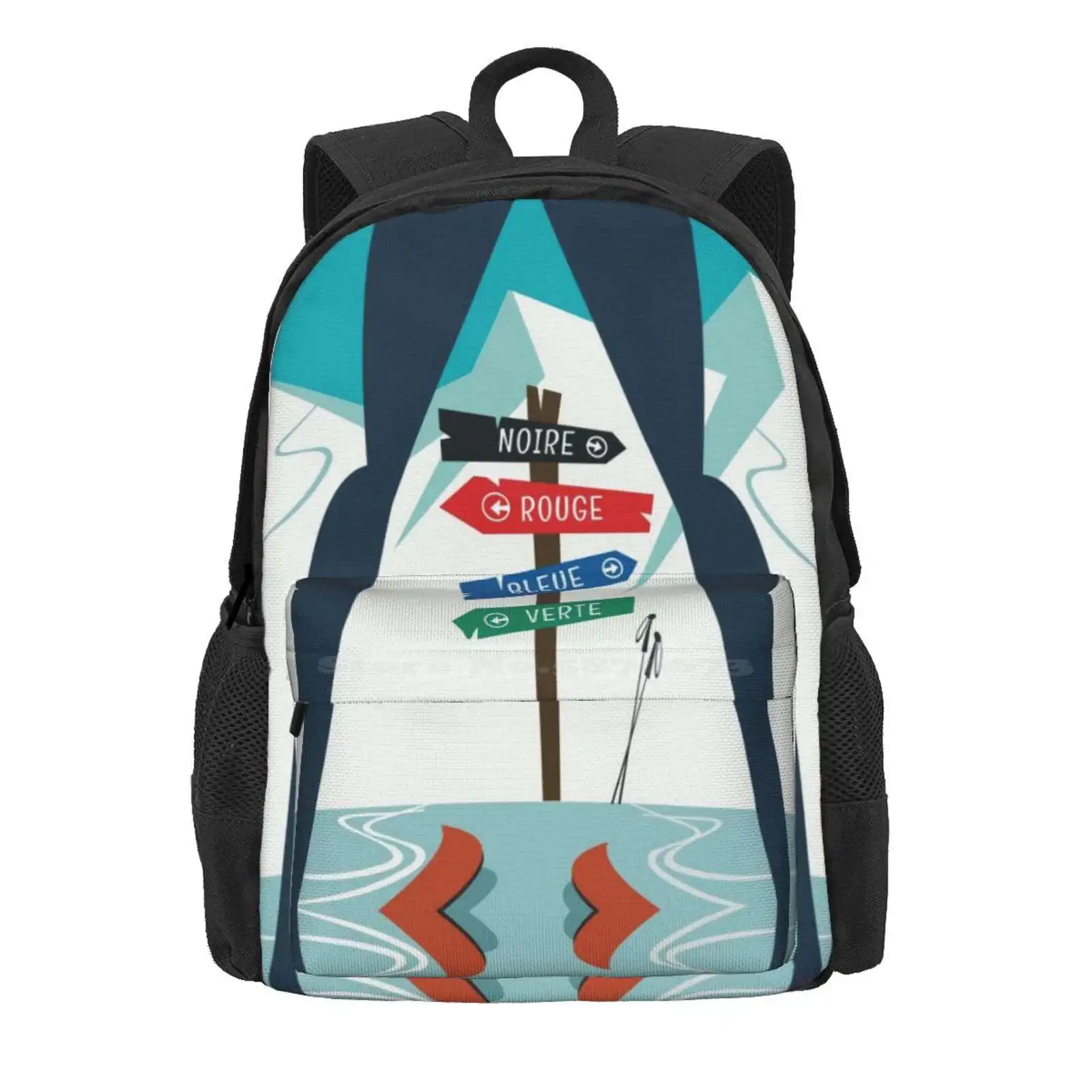 Les Alpes Ski Poster Hot Sale Schoolbag Backpack Fashion Bags Les Alpes Ski Alps Skiing Skiers Affiche Retro Ski Mountains