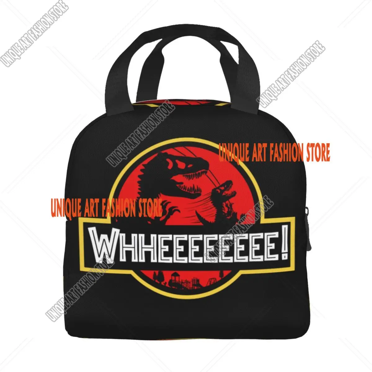 Custom Dinosaur World Jurassic Swingset Resuable Lunch Box for Women Waterproof Whheeeee Thermal Cooler Food Insulated Lunch Bag