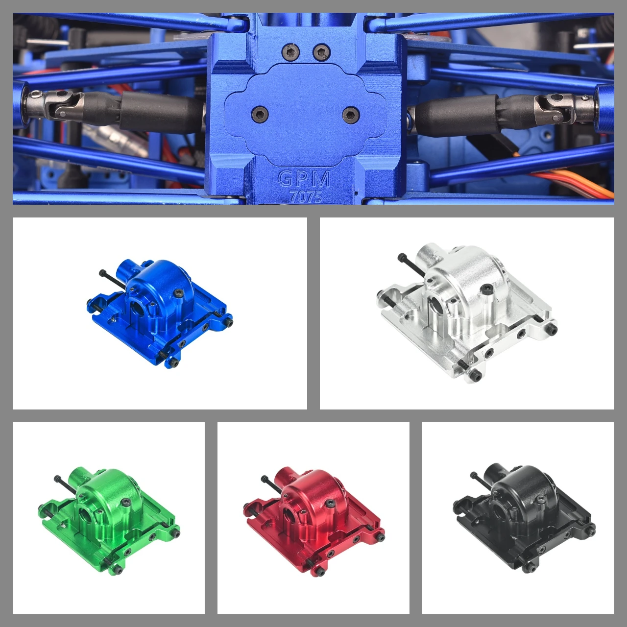

GPM Aluminum 7075 Center Gear Box Housing Set with Covers For LOSI 1/18 Mini LMT