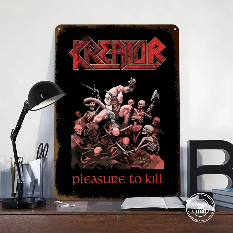 Kreator Pleasure to Kill Album Art Personalized 3D Textured Metal Poster Wall Art Vintage Tin Signs for Mancave Decoration Room