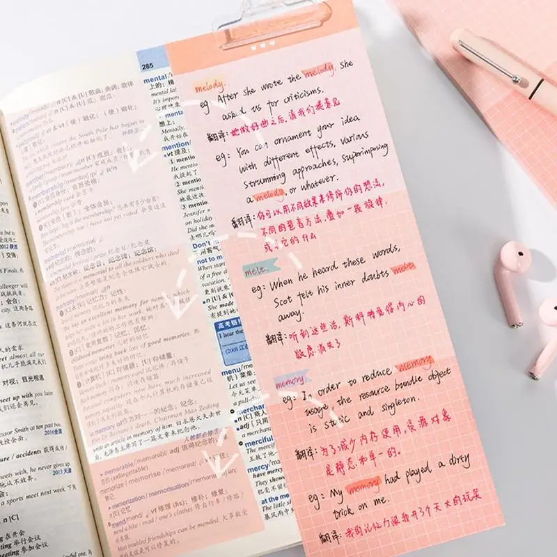 50 Sheets Korean Style Colorful Notepad with Large Capacity Rectangular Grid Memo Pad Student Multifunctional Sticky Notes