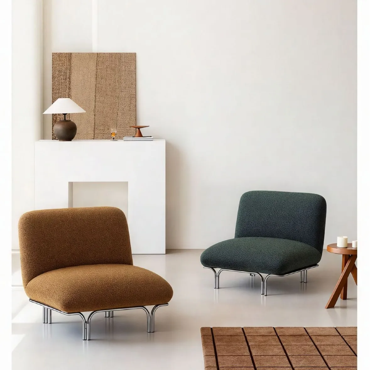 

Nordic simple modern small apartment designer creative living room retro style sofa
