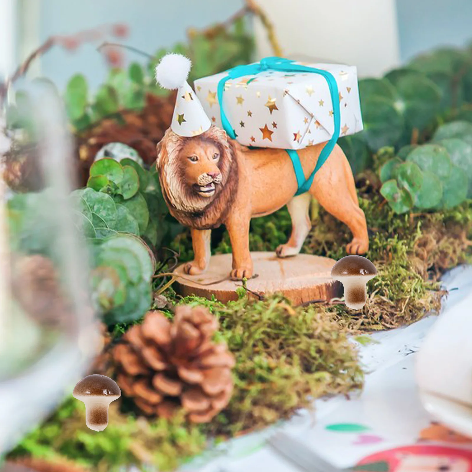 

50Pcs Mini Foam Mushrooms Dark Brown Miniature Mushrooms Realistic Tiny Stakes for Fairy Garden DIY Succulent Plant Decorations