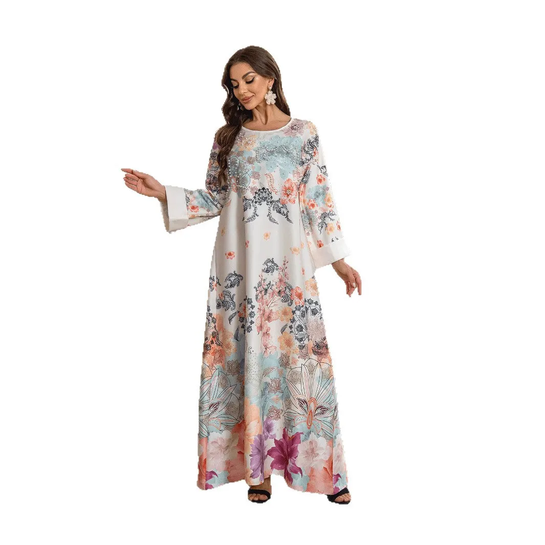 

Внешняя торговля Ближний Восток Халат Трансграничное мусульманское женское платье Лидер продаж с принтом Горячий бриллиант Абая cw91795