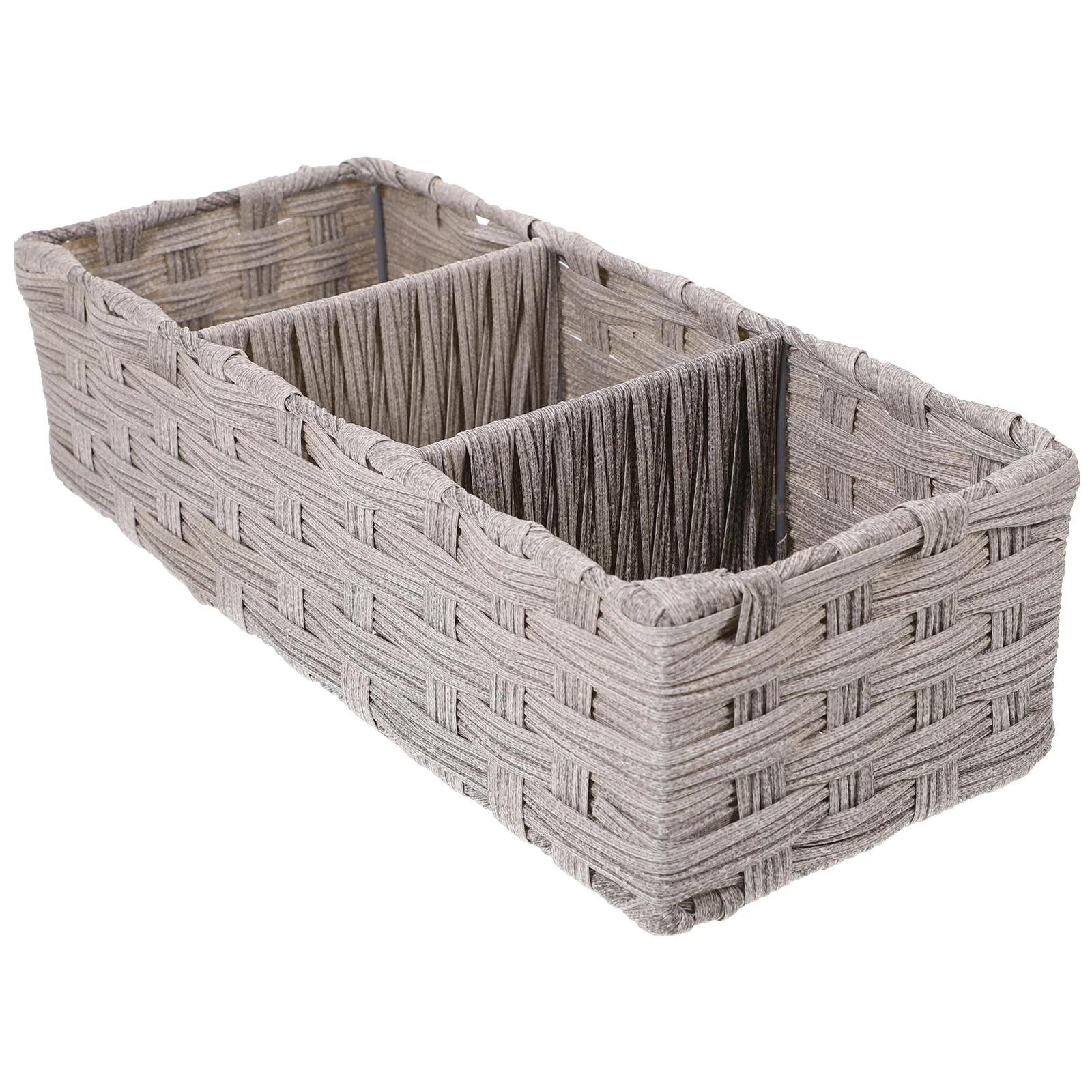 

Woven Storage Containers with Compartments Straw Box Clothes Bins Rectangular Case Basket Grey Living Room Accessory Food Lids