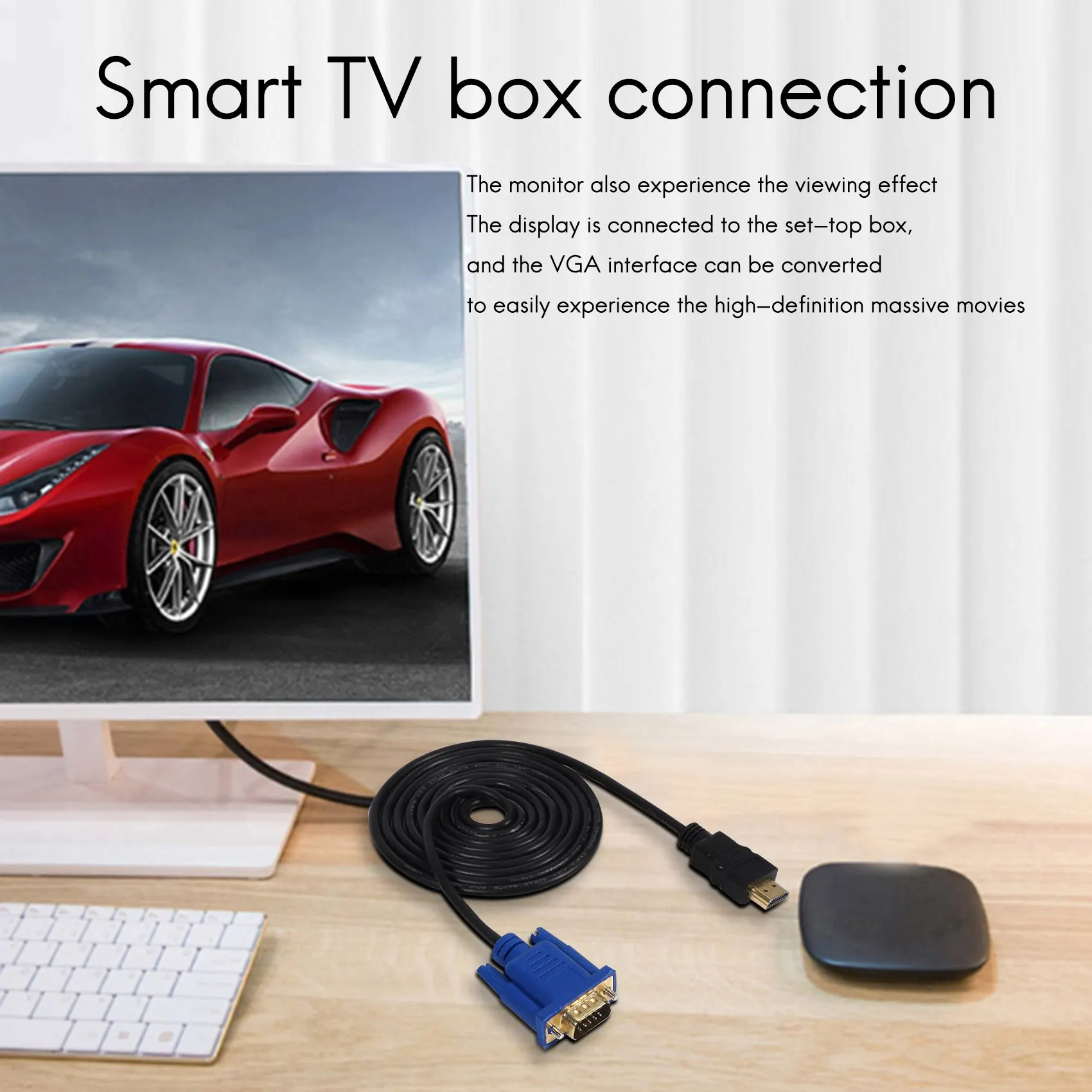 ROO HDTV HDMI Ouro Macho para VGA HD-15 Macho 15Pin Cabo Adaptador 6FT 1.8M 1080P