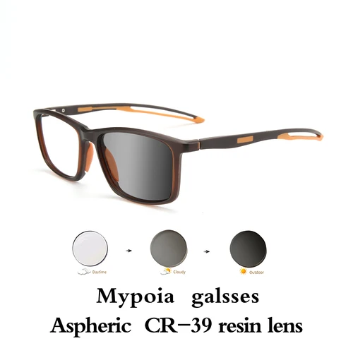 Imagen 2 del producto Gafas deportivas fotocromáticas para miopía, gafas graduadas camaleón o sol para hombre y mujer, montura TR90-0,5-0,75-1,0 -2 a-6