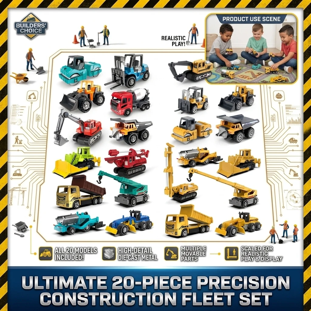 6pcs/set Alloy Engineering Truck Loader Tractor Excavator Classic Construction Model Vehicle Toys Educational Toys for Kid Gifts
