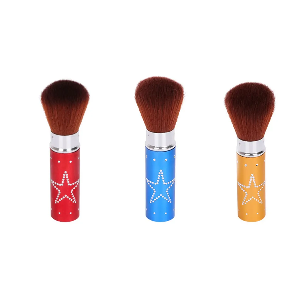 3Pcs Makeup Brush Set Retractable Portable Loose Powder Blush Small Exquisite Travel Brushes Nylon Fiber Comfortable