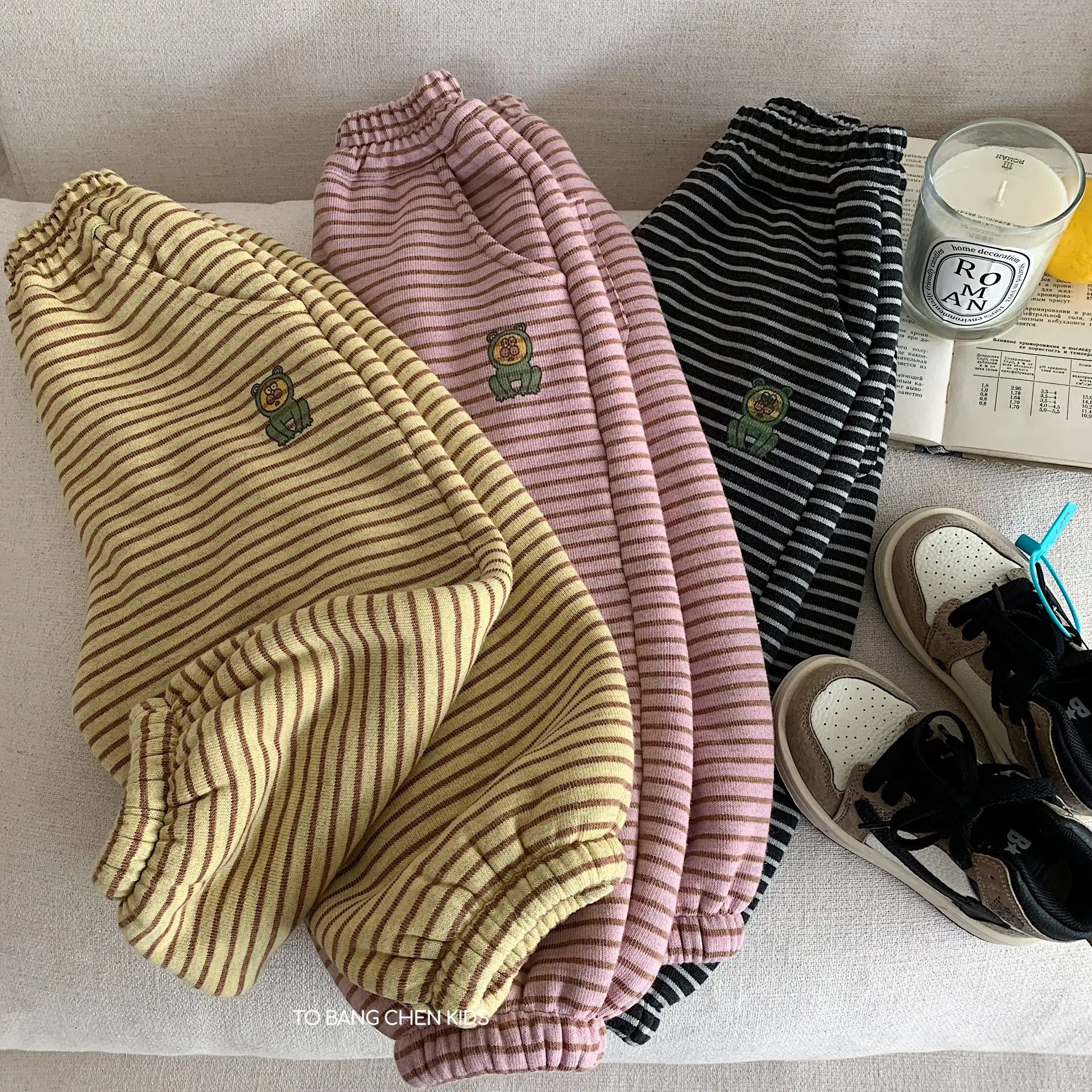 

Kids Baby Boys Pant Striped Cartoon Jacquard Thicken Warm Little Boys Jogger Pant New Winter Elastic Waist Toddler Boys Pant