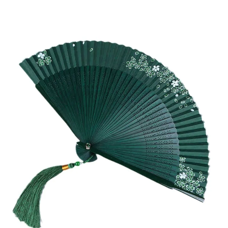 Chinese - style portable green ancient - style folding fan for women, an accessory for Hanfu and cheongsam, a small folding fan - Image 5