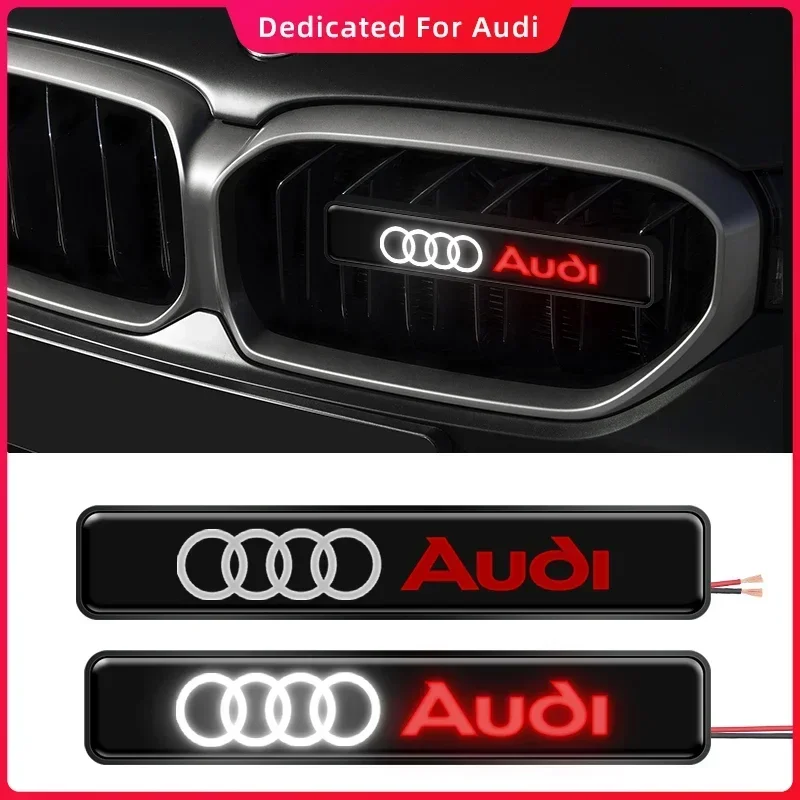 Front Grille Sticker Badge Car Head Grill Emblem LED Light For Audi Sline A6 Q3 A3 B5 B6 B7 B8 B9 Q7 8P 8V 8L A5 A4 C6 C5 C7 4F