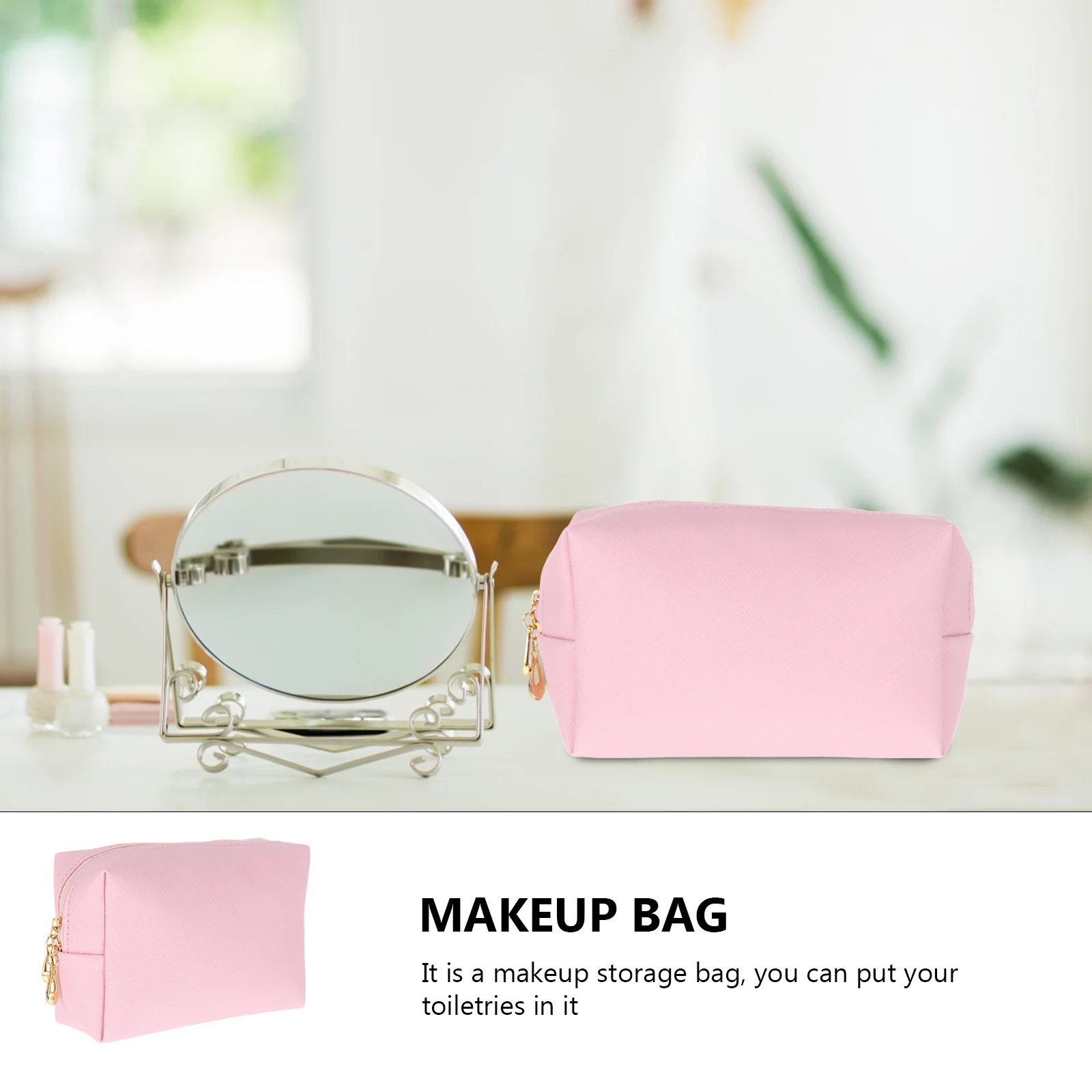 

1pc Large Capacity Square Makeup Bag For Women Lightweight Travel Pouch Portable Toiletry Organizer Storage Pouch