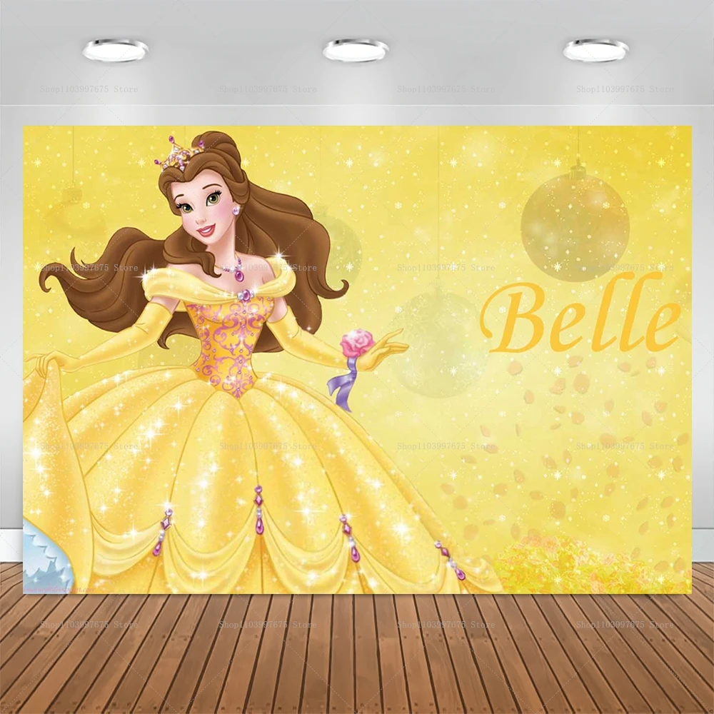 Die Schöne und das Biest Kulissen Prinzessin Belle Thema Mädchen Geburtstag Party Hintergrund Dekoration Baby Dusche Banner Party Supplies