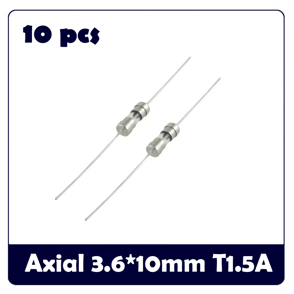 10 PCS 3.6*10mm Axial Lead Glass Fuse Slow Blow 0.5A 1A 1.5A 2A 2.5A 3A 3.15A 4A 5A 6.3A 8A 10A 12A 15A 250V