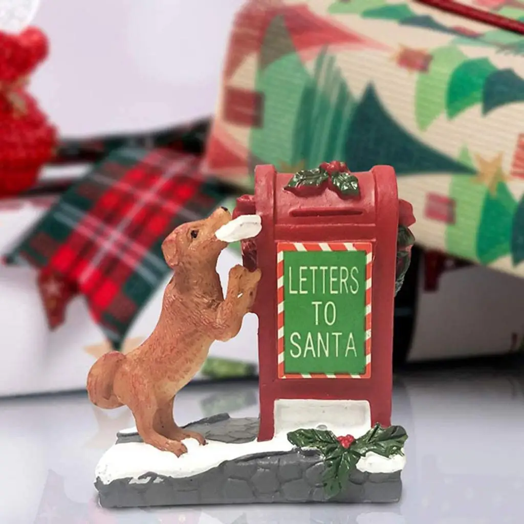 Creative Christmas Halloween Statue Sculpture Craft  Mailbox  Dogs Resin Figurine for Tabletop Bookshelf Birthday Home Decor