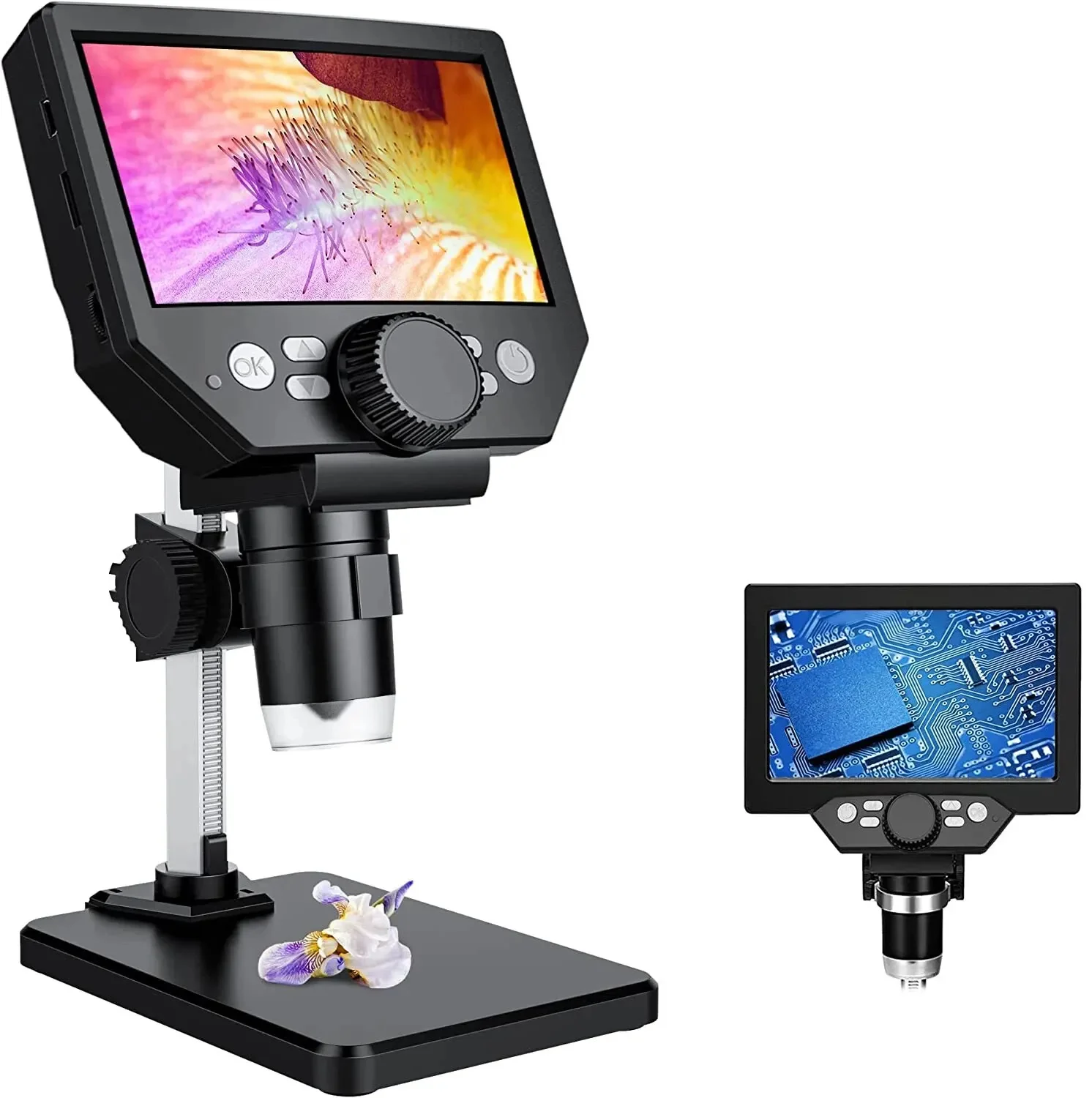 1000X Digital Microscope for Soldering 4.3 Inch Large Base 1-1000X Continuous Magnifier 10 Megapixels HD LCD Display 8MP