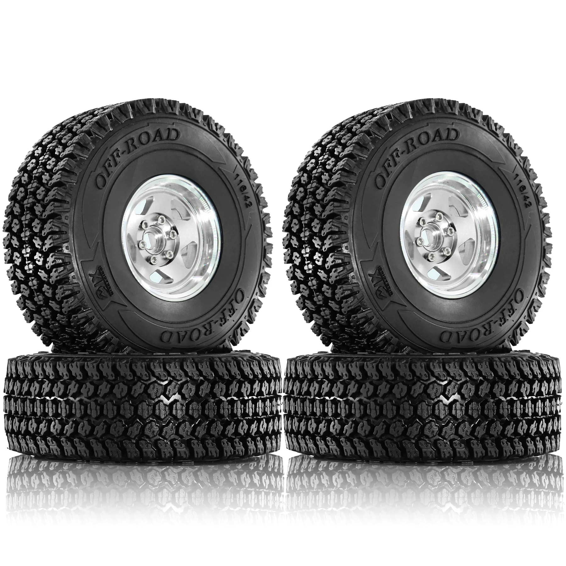 4 個のアルミニウム 116mm 1.9 インチメタルホイール + タイヤ 1/10 Weili 104020 Liema TRAXXAS TRX4 SCX10 4WD