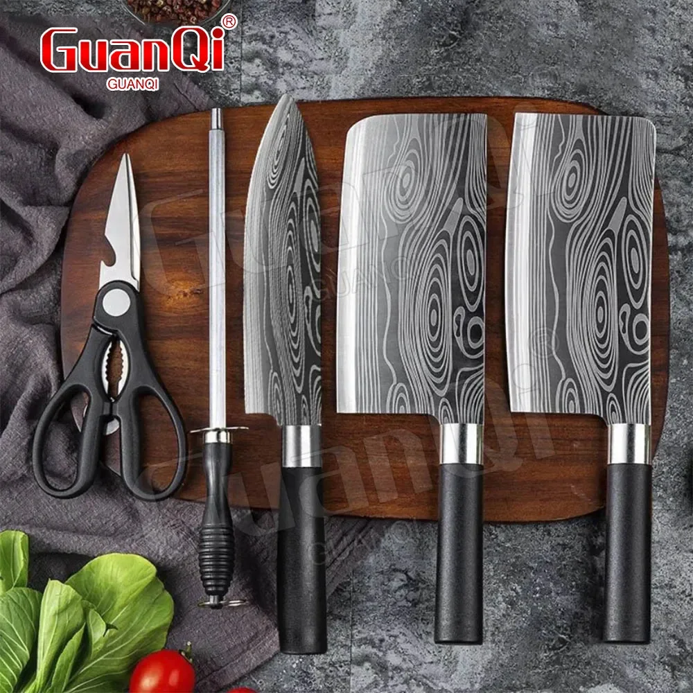 Knife Sets For Kitchen Sharp Damascus Laser Pattern Meat Chopping Slicing Vegetable Cutter Cleaver Kitchen Knives Chef knifes