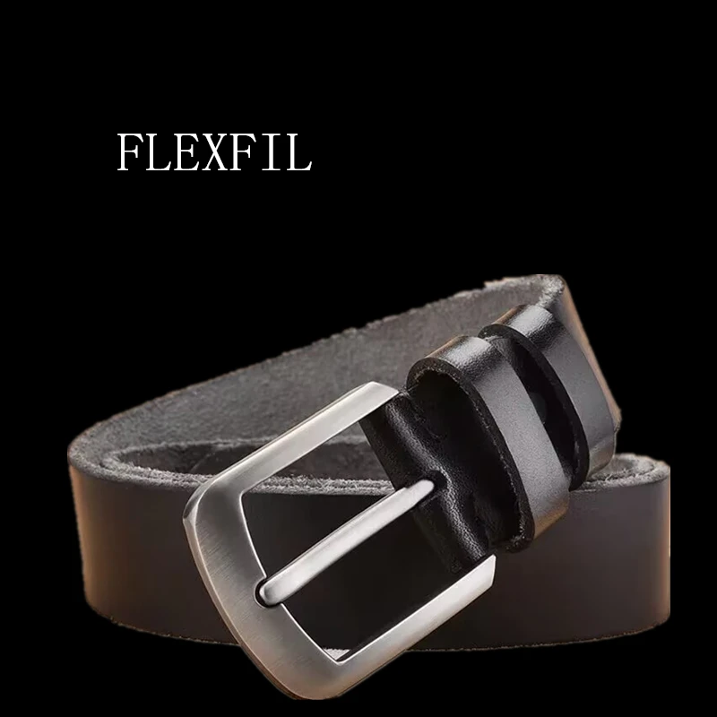 flexfil-男性革ベルト金属高品質ビジネスファッションヴィンテージクラシックブランドシンプルな牛革ウエストストラップジーンズ男性ベルト