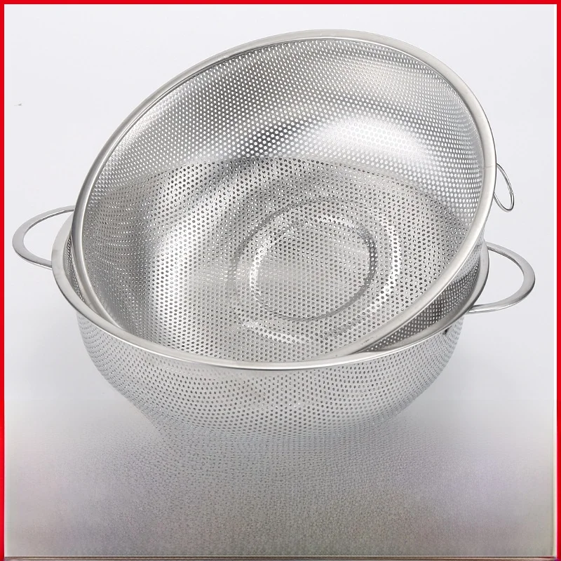 

Stainless Steel Drain Basket Rice Washing Vegetable Cleaning Multi Purpose Dense Hole Basket Home Storage Organizer