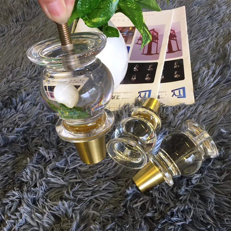 4PCS Gourd Shape Acrylic Clear Furniture Legs Replacement Sofa Couch Feet Decor for Cabinet Dresser Home DIY Legs GF1501