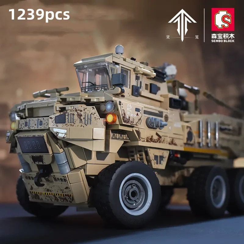 1239pcs Incarnation transport truck SEMBO building blocks car model Popular anime military vehicles kids toys boy gifts Ornament