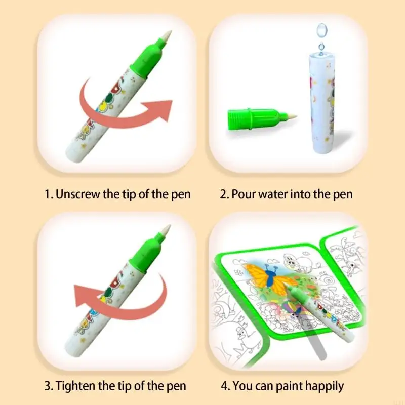 Livre coloriage magique à l'eau, réutilisable sûr pour les enfants, livre d'activités dessin à l'eau, développe Fine