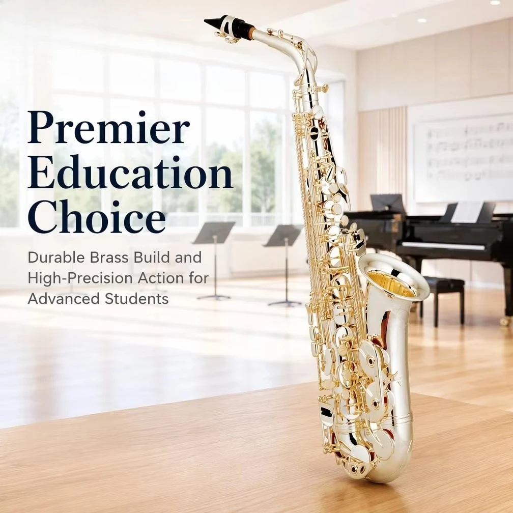 Wholesale Factory Made Eb Tone Alto Silver Plated Saxophone with Complete Accessories, Professional Sound for Student & Player