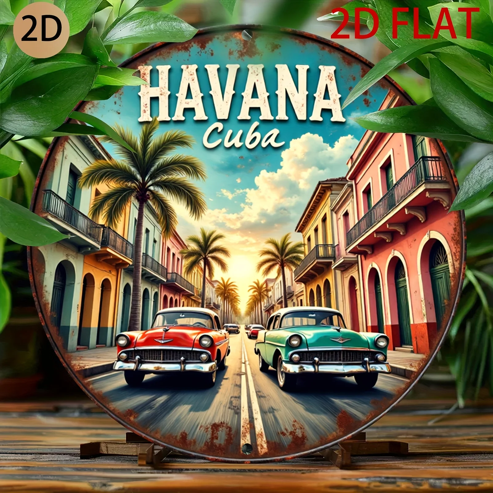 Vintage Havana Cuba Street View Metal Tin Sign Wall Art Decor